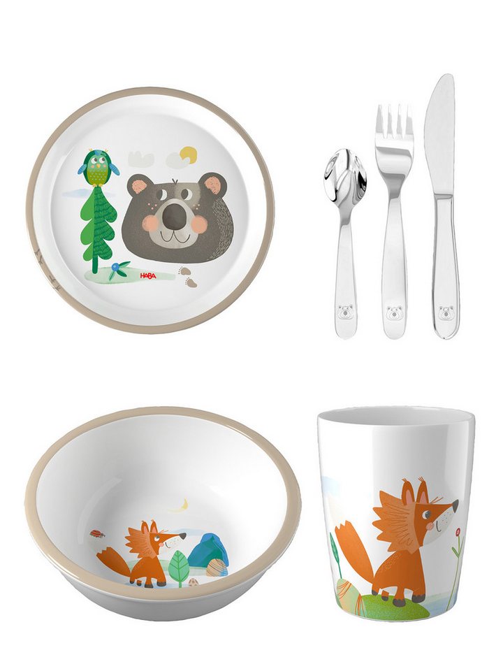 Haba Geschirr-Set Schüssel, Teller, Becher & Besteck (4-tlg), unisex neutral von Haba