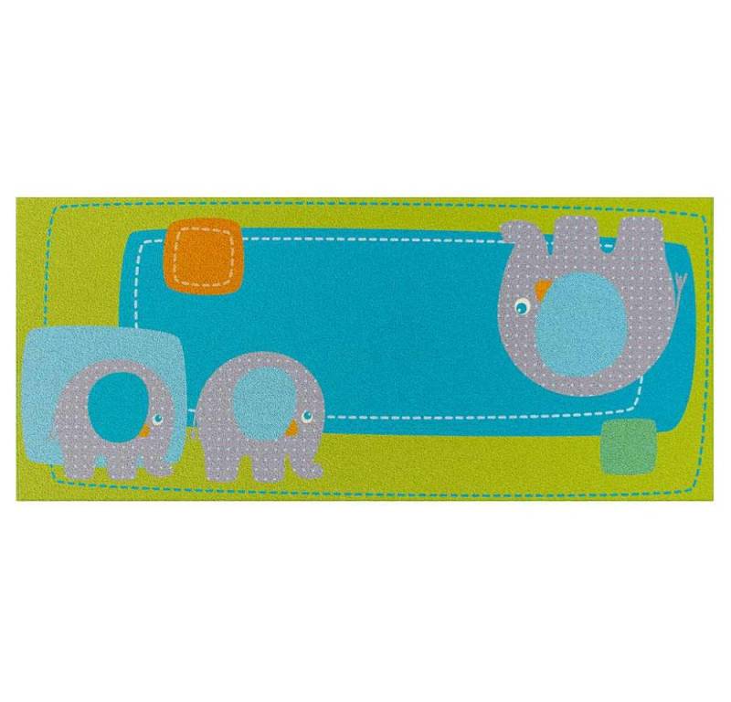 Haba Kinderteppich HABA Teppich Elefant Egon Spielteppich 301058 Kinder blau grün 140x60c, rechteckig von Haba