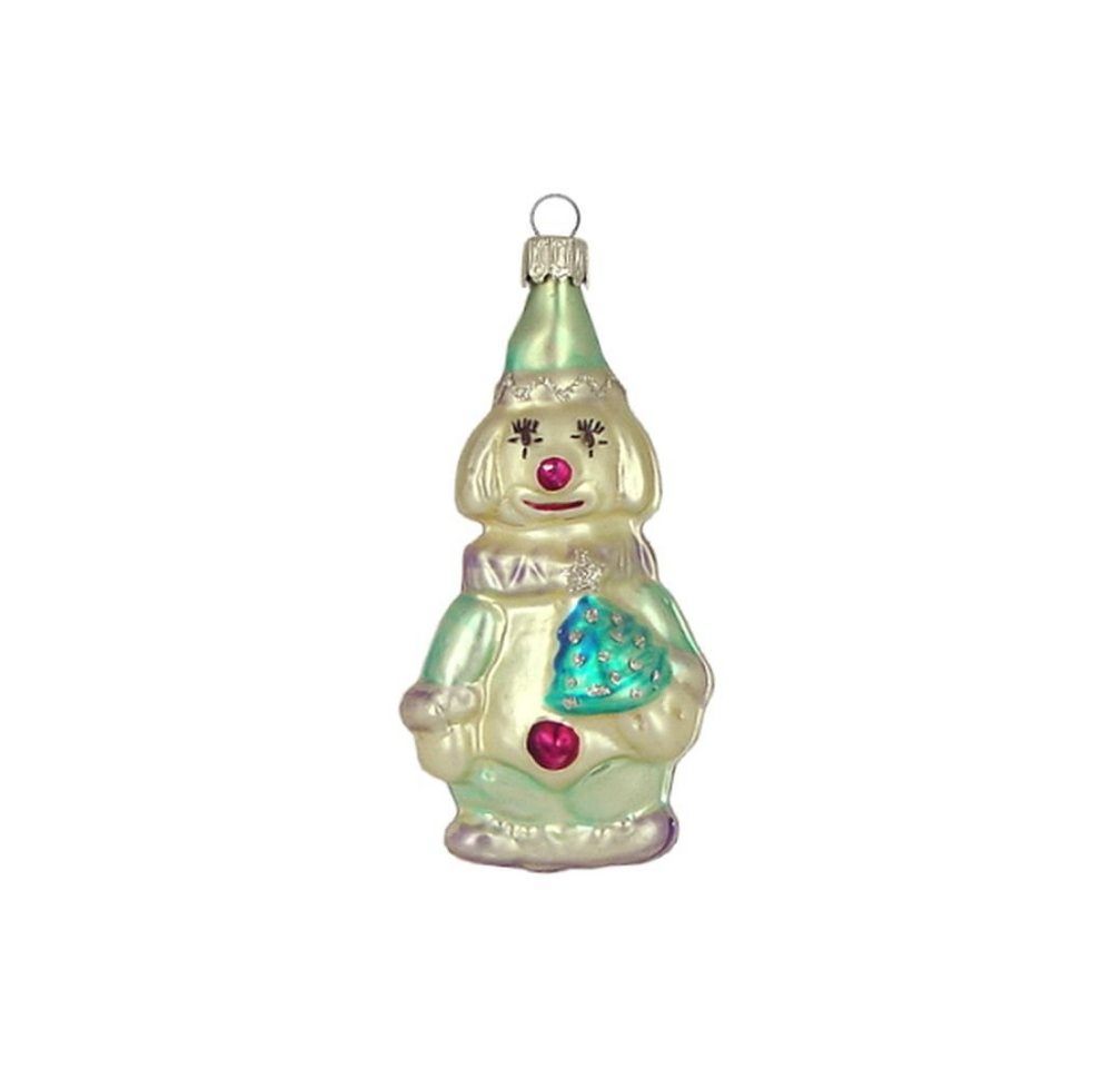 Haberland Glasschmuck Lauscha Christbaumschmuck Clown mit Bäumchen eisgrün matt 11 cm Lauschaer Glas von Haberland Glasschmuck Lauscha