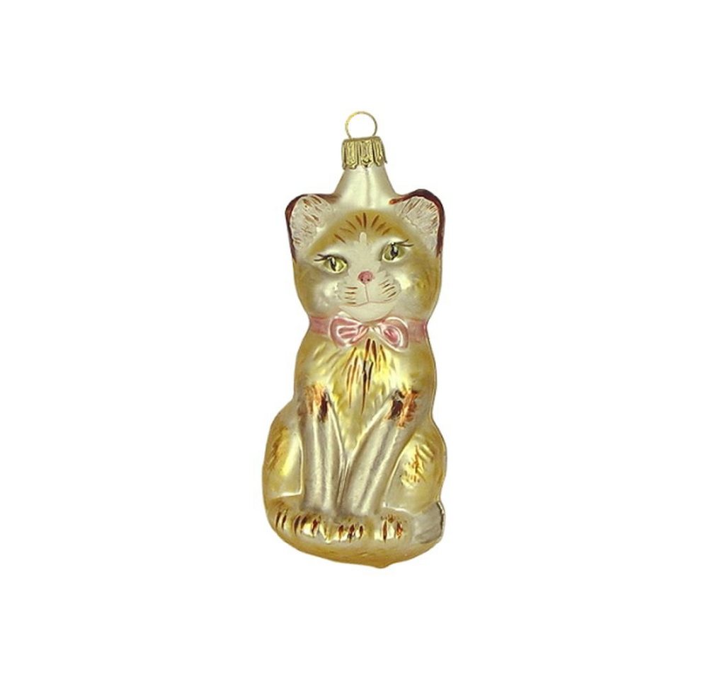 Haberland Glasschmuck Lauscha Christbaumschmuck Große Katze bernstein matt 12 cm Lauschaer Glas von Haberland Glasschmuck Lauscha