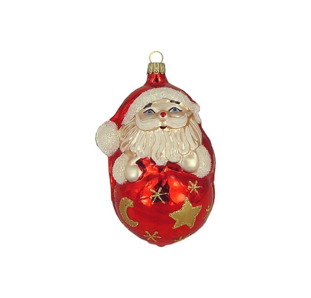 Haberland Glasschmuck Lauscha Christbaumschmuck Großer Weihnachtsmann auf Kugel rot 10 cm Lauschaer Glas von Haberland Glasschmuck Lauscha