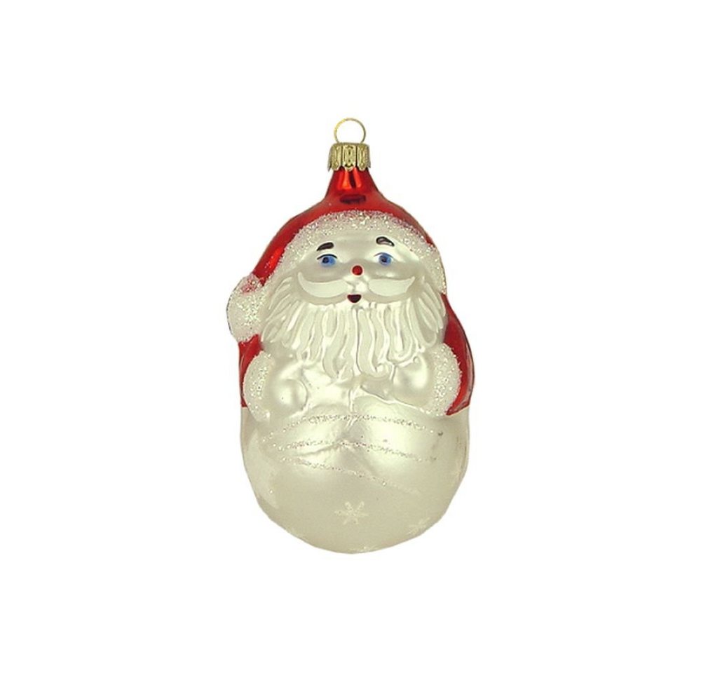 Haberland Glasschmuck Lauscha Christbaumschmuck Großer Weihnachtsmann auf Kugel weiß 10 cm Lauschaer Glas von Haberland Glasschmuck Lauscha