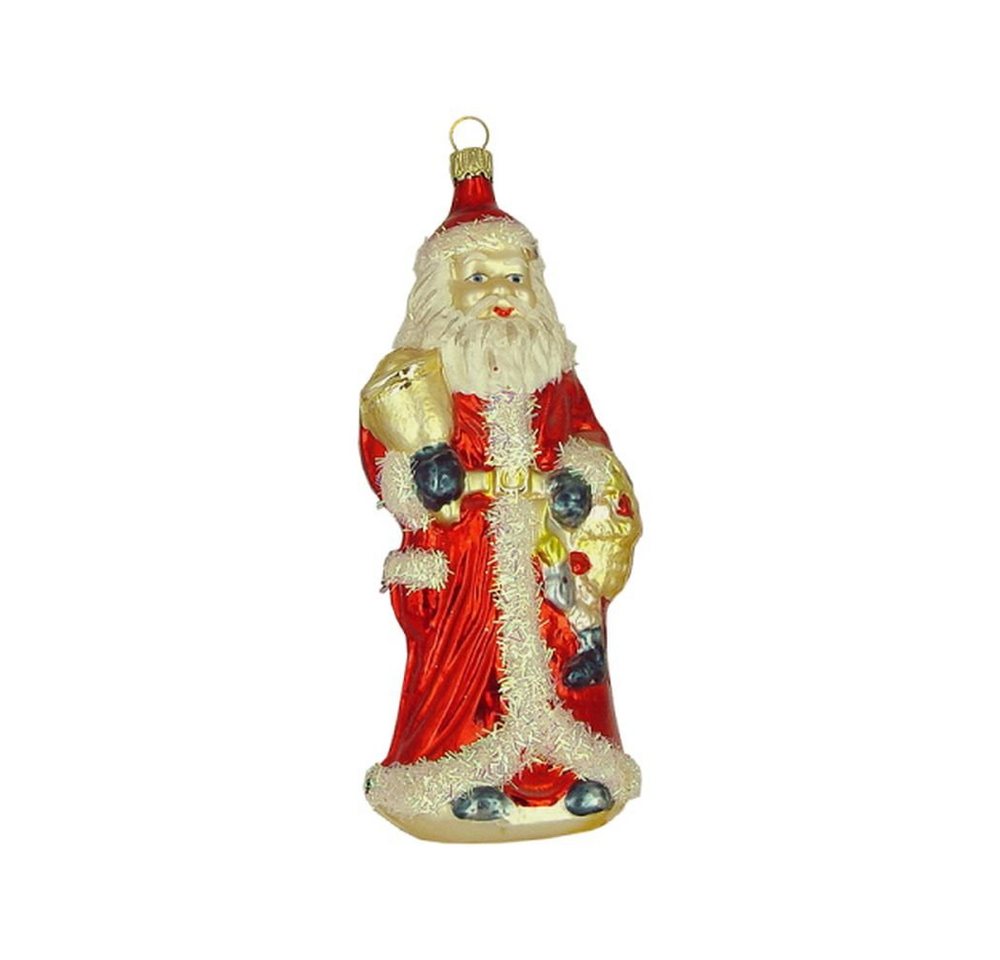 Haberland Glasschmuck Lauscha Christbaumschmuck Großer Weihnachtsmann mit Glocke und Mantel rot 16 cm Lauschaer Glas von Haberland Glasschmuck Lauscha