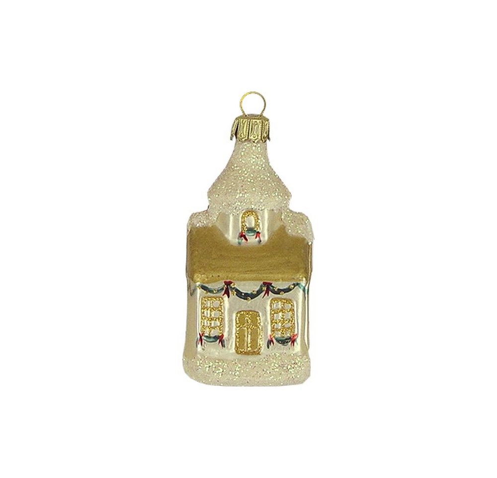 Haberland Glasschmuck Lauscha Christbaumschmuck Kleine Kirche weiß matt 9 cm Lauschaer Glas von Haberland Glasschmuck Lauscha