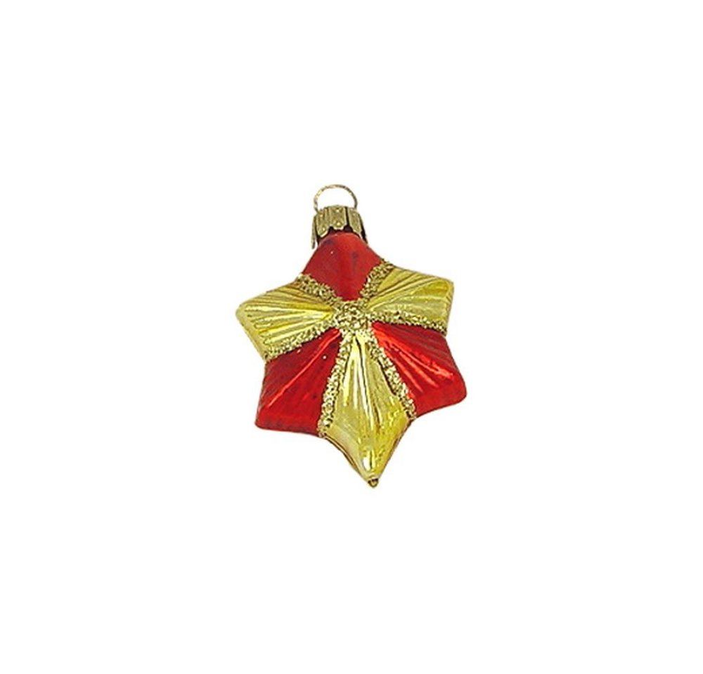 Haberland Glasschmuck Lauscha Christbaumschmuck Kleiner Stern gold & rot 7 cm Lauschaer Glas von Haberland Glasschmuck Lauscha