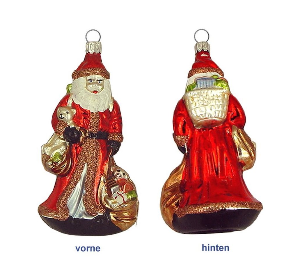 Haberland Glasschmuck Lauscha Christbaumschmuck Weihnachtsmann mit Korb & Säcken Kupferglimmer 13 cm Original Lauscha von Haberland Glasschmuck Lauscha