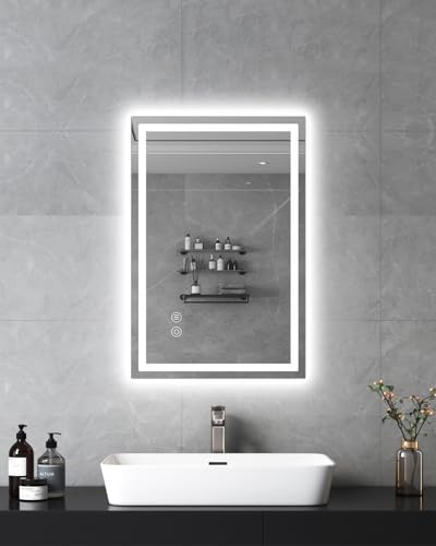 Habison LED Badspiegel, 40x60cm Badezimmerspiegel mit Antibeschlag, Spiegel mit Beleuchtung mit Touchschalter, kaltweiß dimmbar, Speicherfunktion, Ip44, Explosionsgeschütztes Glas Spiegel Bdezimmer von Habison