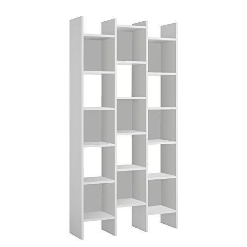 Bücherregal mit quadratischen Regalen, artik weiße Farbe, Maße 96 x 192 x 29 cm von Habitdesign