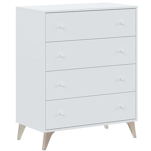 Habitdesign 007804A - Kommode mit 4 Schubladen, Sinfonier, Sweet, Artik White Farbe, Maße: 77,5 cm (Länge) x 40 cm (Tiefe) x 95 cm (Höhe) von Habitdesign