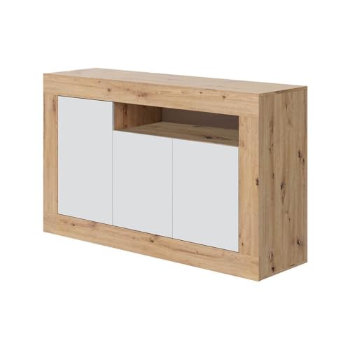 Habitdesign 30 DE Sideboard, Holz, Weiß/Eiche (Artik und Nodi), Grande von Habitdesign