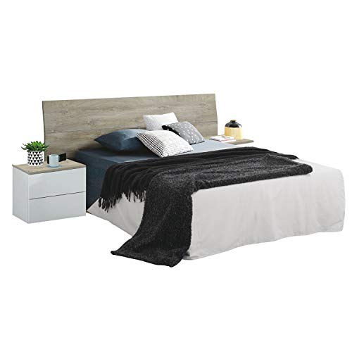 Habitdesign Kopfteil und Tische, Holzwerkstoff, Dormitorio Dreams, Medidas: 276 cm Largo x 96 cm Alto x 34 cm Fondo von Habitdesign