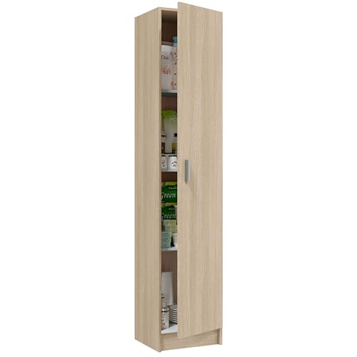 Mehrzweck-Kleiderschrank mit einer Flügeltür mit drei höhenverstellbaren Einlegeböden, Eichenfarbe, 37 x 37 x H180 cm Mehrzweck-Kleiderschrank mit einer Flügeltür mit drei höhenverstellbaren Einlegeböden, Eichenfarbe, 37 x 37 x H180 cm von Habitdesign