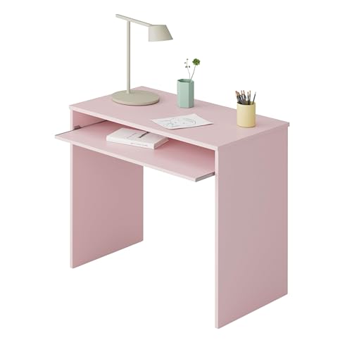 Habitdesign, Computertisch mit abnehmbarem Tablett, Jugendschreibtisch, Rosa, Maße: 90 x 79 x 54 cm (B x H x T), Modell I-Joy von Habitdesign