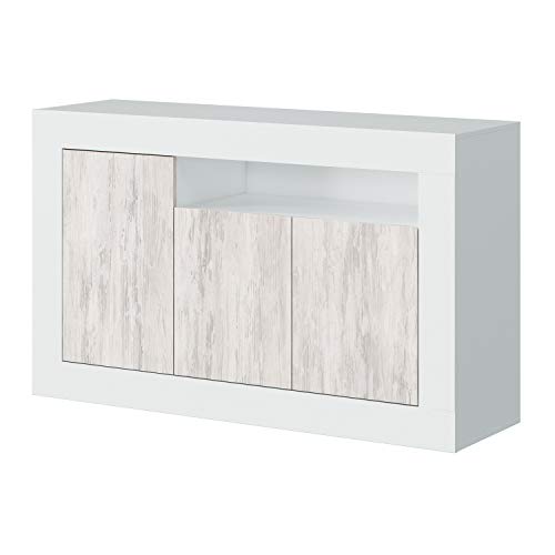 Sideboard mit drei Türen, weiße Farbe, 144 x 87 x 43 cm. von Habitdesign