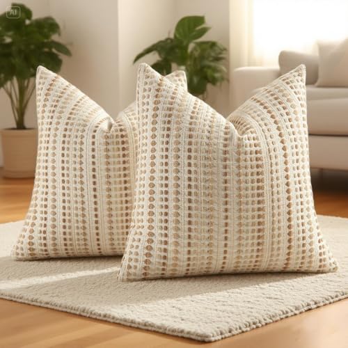 Habodd 2er Set Boho Kissenbezug 40x40 Baumwolle Leinen Kissenhülle Braun Beige Sofakissen Punkt Gestreift Strukturiert Netural Dekokissen Kissenbezüge für Sofa Wohnzimmer Schlafzimmer Outdoor Kissen Habodd 2er Set Boho Kissenbezug 40x40 Baumwolle Leinen Kissenhülle Braun Beige Sofakissen Punkt Gestreift Strukturiert Netural Dekokissen Kissenbezüge für Sofa Wohnzimmer Schlafzimmer Outdoor Kissen von Habodd