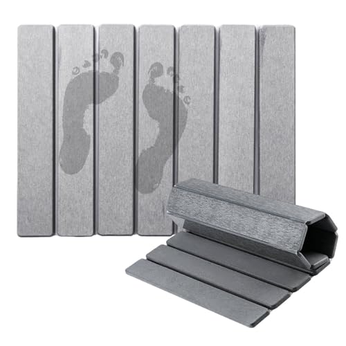 Habodd Badematte rutschfeste Klappbar Badeteppich Super Absorbierende Badezimmerteppich aus Kieselgur Schnelltrocknend Waschbar Duschvorleger für Dusche Badewanne Badezimmer Grau 30x40cm von Habodd