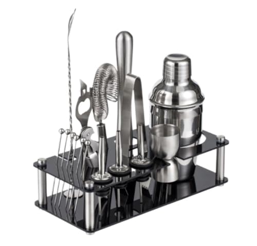 Bar-Set, Cocktail-Shaker-Set, Cocktail-Set, Barkeeper-Set mit Acrylständer, Cocktail-Shaker-Set, Edelstahl-Cocktail-Shaker-Set mit rostfreiem Cocktail-Set, Barkeeper-Set, Bar-Werkzeug-Set (Farbe: A, S von Habrur