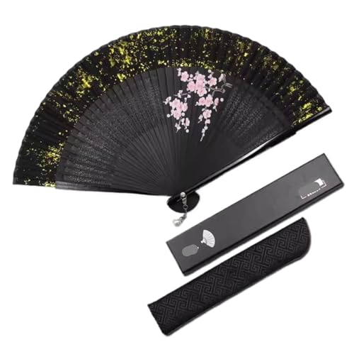 Faltfächer Japan Fächer Handfächer Handgezeichneter Handfächer Mit Pflaumenmuster, Tragbarer Japanischer Faltfächer, Chinesischer Fächer Für Party- Und Hochzeitsdekoration Handfächer Chinesischer(Yell von Habrur