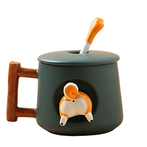 Tassen Kaffeebecher Becher Kaffeetassen Teetasse Kaffeebecher mit Deckel Kaffeetasse Keramikbecher mit Löffel, 400 ml Teetassen Teebecher für Frauen Geburtstagsgeschenk Kaffeetassen Tasse Becher von Habrur