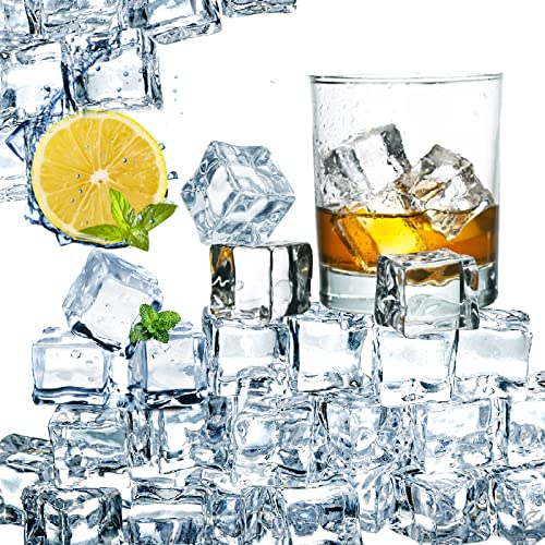 Hacaroa Transparente künstliche Eiswürfel, 18 mm, Acryl, dekorative Eissteine, quadratisch, künstliche Kristalle, Vasenfüller, Fotografie-Requisiten, Party-Tischstreuung, 150 Stück von Hacaroa