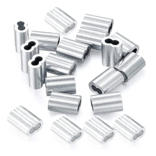 20 Stücke Aluminium Clip, Alu Klemme, Kabel Crimps, Crimpschlaufen, Aluminium Crimpschlaufe, Edelstahl-Aluminium-Hülse, Pressklemmen Aluminium, Pressklemmen für Seile für Drahtseil und Kabel von Hachera