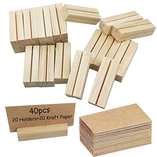 40PCS Kartenhalter aus Holz, Kartenhalter Platzkarte, Kreative Kartenhalter aus Holz, Tischkartenhalter aus Holz, Nummer Fotoständer, Rechteckiger Kartenhalter, Tischkartenhalter aus Holz in Rinde von Hachera
