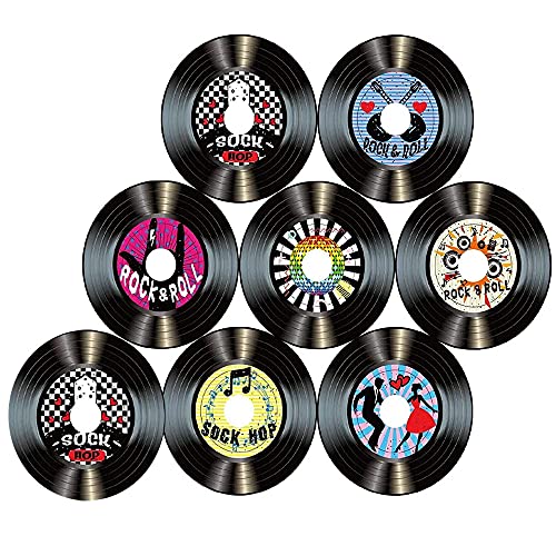 8Pcs Schallplatten Dekoration Wand, Schallplatte Wanddekoration, Vinyl Schallplatte Retro, Rock'n'Roll Musik Party Dekorationen, Zur Dekoration Von Bars, Cafés, Dessertläden (Zufällige 8 Arten) von Hachera
