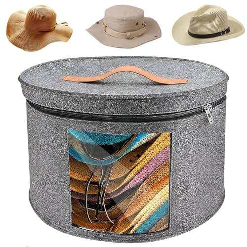 Foldable Hat Storage Boxes, Hutschachtel, 40 x 26 cm, Reise Hut Organizer-Box, Hut-Aufbewahrungsbox Mit Deckel, Große Hutschachteln Mit Deckel für Männer und Frauen, Stofftier, Spielzeug (Mittelgrau) Foldable Hat Storage Boxes, Hutschachtel, 40 x 26 cm, Reise Hut Organizer-Box, Hut-Aufbewahrungsbox Mit Deckel, Große Hutschachteln Mit Deckel für Männer und Frauen, Stofftier, Spielzeug (Mittelgrau) von Hachera