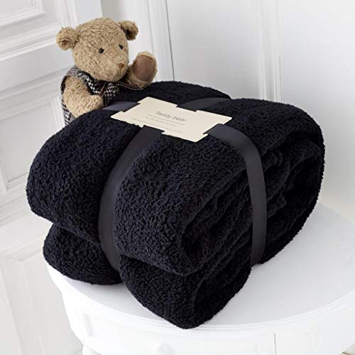 Hachette Teddy-Fleece-Überwurfdecke, weich, warm, Überwurf über Sofa, Bett, Reise, Tagesdecke, Decke (Schwarz, King-Size-Bett, 200 x 240 cm) von Hachette ltd