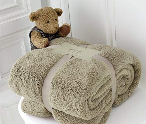 Teddy-Fleece-Überwurfdecke, weich, warm, Überwurf über Sofa, Bett, Reise, Tagesdecke, Decke (Nerz, Doppelbett – 150 x 200 cm) von Hachette ltd