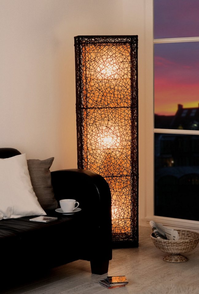 Hacienda Del Sol Stehlampe XL Stehleuchte mit Rattan-Geflecht Stoffschirm - für LED - Stehlampen, Leuchtmittel austauschbar (nicht im Lieferumfang enthalten) von Hacienda Del Sol