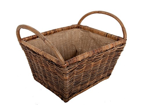 Kaminkorb Bernd, Rattankorb, Holzkorb, Feuerholzkorb 54 x 45 x 30 cm von Haco Wohndesign