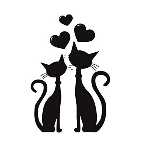 Hacoly Schwarze Katze Liebe Wandaufkleber Badezimmer Wandsticker Küche Kinderzimmer Glasfenster selbstklebend Aufkleber Wandtattoo Esszimmer Wanddeko Ideal für die Dekoration Ihres Hauses - ( 30*45cm) von Hacoly