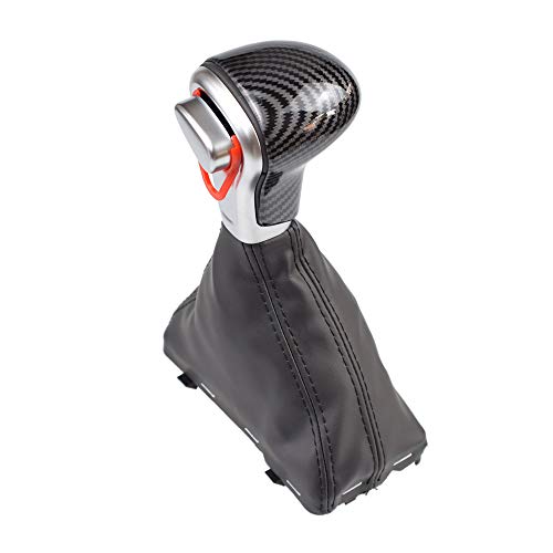 Hacreyatu Automatisch Leder Auto Schaltknauf Stick Gaiter Boot Frame Kit für A-udi A3 8P A4 B8 A5 A6 C6 Q5 Q7 (Kohlefaser) von Hacreyatu