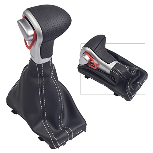 Hacreyatu Automatisch Leder Auto Schaltknauf Stick Gaiter Boot Frame Kit für A-udi A4 B8 A5 Q5 (Nero- linea bianca) von Hacreyatu