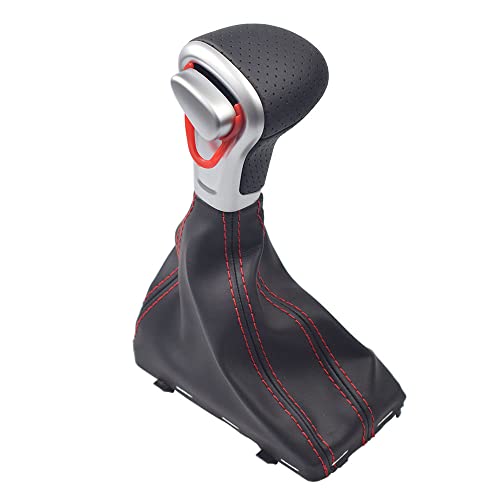 Hacreyatu Automatisch Leder Auto Schaltknauf Stick Gaiter Boot Frame Kit für A-udi A4 B8 A5 Q5 (Rote Linie) von Hacreyatu
