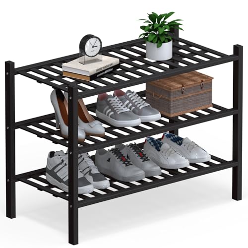 Haddockway Großes Schuhregal aus Bambus mit 3 Etagen, multifunktional, freistehend, stapelbar, mit Gitterplatte für Schrank, Flur, Eingangsbereich, kleiner Raum, 68,6 x 30,5 x 53,3 cm (schwarz, 3 Haddockway Großes Schuhregal aus Bambus mit 3 Etagen, multifunktional, freistehend, stapelbar, mit Gitterplatte für Schrank, Flur, Eingangsbereich, kleiner Raum, 68,6 x 30,5 x 53,3 cm (schwarz, 3 von Haddockway
