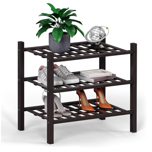 Haddockway Kleines Schuhregal aus Bambus mit 3 Etagen, multifunktional, freistehend, stapelbar, Schuhregal mit Gitterplatte für Schrank, Flur, Eingangsbereich, kleiner Raum, 45,7 x 27,9 x 43,2 cm Haddockway Kleines Schuhregal aus Bambus mit 3 Etagen, multifunktional, freistehend, stapelbar, Schuhregal mit Gitterplatte für Schrank, Flur, Eingangsbereich, kleiner Raum, 45,7 x 27,9 x 43,2 cm von Haddockway