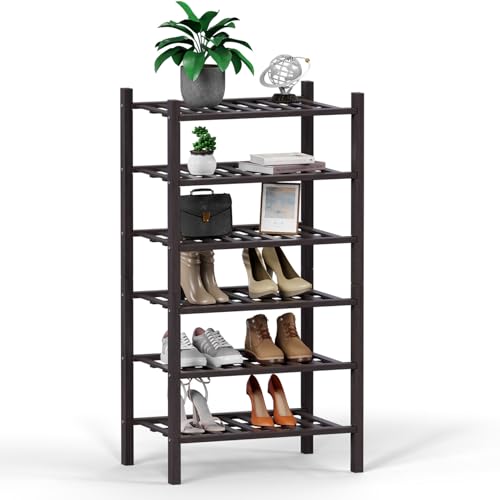 Haddockway Kleines Schuhregal aus Bambus mit 6 Etagen, multifunktional, freistehend, stapelbar, Schuhregal mit Gitterplatte für Schrank, Flur, Eingangsbereich, kleiner Raum, 45,7 x 27,9 x 86,4 cm Haddockway Kleines Schuhregal aus Bambus mit 6 Etagen, multifunktional, freistehend, stapelbar, Schuhregal mit Gitterplatte für Schrank, Flur, Eingangsbereich, kleiner Raum, 45,7 x 27,9 x 86,4 cm von Haddockway
