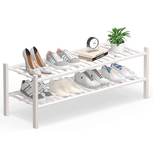 Haddockway Langes Schuhregal aus Bambus mit 2 Etagen, multifunktional, freistehend, stapelbar, Schuhregal mit Gitterplatte für Schrank, Flur, Eingangsbereich, kleiner Raum, 86,9 x 27,9 x 33 cm (weiß Haddockway Langes Schuhregal aus Bambus mit 2 Etagen, multifunktional, freistehend, stapelbar, Schuhregal mit Gitterplatte für Schrank, Flur, Eingangsbereich, kleiner Raum, 86,9 x 27,9 x 33 cm (weiß von Haddockway