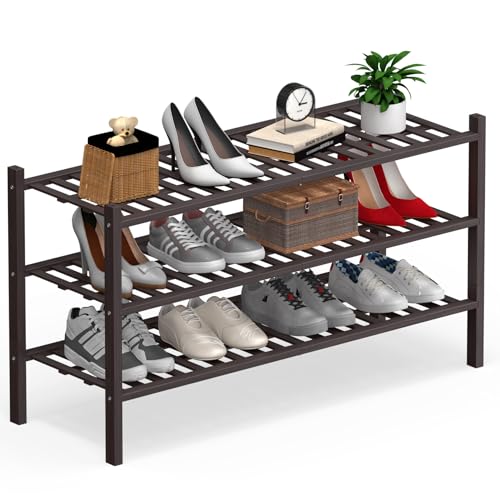 Haddockway Langes Schuhregal aus Bambus mit 3 Etagen, multifunktional, freistehend, stapelbar, Schuhregal mit Gitterplatte für Schrank, Flur, Eingangsbereich, kleiner Raum, 86,9 x 27,9 x 50,8 cm Haddockway Langes Schuhregal aus Bambus mit 3 Etagen, multifunktional, freistehend, stapelbar, Schuhregal mit Gitterplatte für Schrank, Flur, Eingangsbereich, kleiner Raum, 86,9 x 27,9 x 50,8 cm von Haddockway