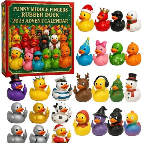 Lustiger Mittelfinger-Quietsch-Enten-Adventskalender 2025, 24 Tage Überraschungs-Countdown, lustiges für Mädchen und Jungen, mit 24 einzigartigen Enten, Scherzartikel Lustiger Mittelfinger-Quietsch-Enten-Adventskalender 2025, 24 Tage Überraschungs-Countdown, lustiges für Mädchen und Jungen, mit 24 einzigartigen Enten, Scherzartikel von Hadghdf