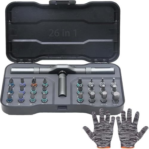 Magsnap Ratschen-Präzisionsschraubendreher-Set, Modulares magnetisches Reparaturset, Kyd's Choice Magsnap Ratschen-Präzisionsschraubendreher-Set, mit abnehmbarem T-Griff, für Möbel (26-IN-1 Set) von Hadghdf