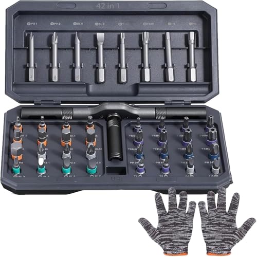 Magsnap Ratschen-Präzisionsschraubendreher-Set, Modulares magnetisches Reparaturset, Kyd's Choice Magsnap Ratschen-Präzisionsschraubendreher-Set, mit abnehmbarem T-Griff, für Möbel (42-IN-1 Set) von Hadghdf