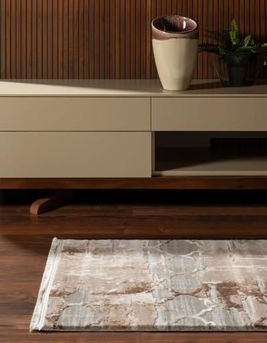 Hadorn Teppich Davos Mesh 305x80 Läufer Braun Moderner minimalistischer Stil für Wohnzimmer von Hadorn