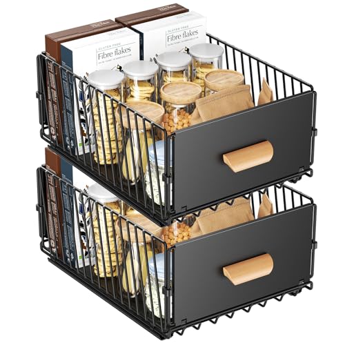 Telescopic Drawer, Extendable Drawer for Kitchen Cabinets, Slide Out Cabinet Organiser with Handle & Adhesive, Drawer Storage Shelf for Kitchen Pantry von Haedswer