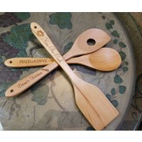 Küche Holz Löffel Set Custom Personalisierte - Graviert Hochzeitsgeschenk Kochen Geschenk -Chef Brautdusche Backen Muttertag von HaehnFlorist