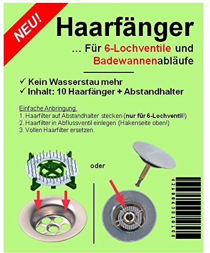 HäkchenRein Haarsieb Haarfänger 10er mit Abstandhalter | Für Waschbecken Badewanne Dusche Waschtisch | Sieb für Abflussventil HäkchenRein Haarsieb Haarfänger 10er mit Abstandhalter | Für Waschbecken Badewanne Dusche Waschtisch | Sieb für Abflussventil von HäkchenRein