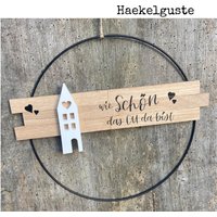 30 cm Großer Türkranz, Wie Schön Das Du Da Bist, Haus Metallring Geschenk Hauseinweihung Freundin Türschild Holzschild Eingang Neues Zuhause 30 cm Großer Türkranz, Wie Schön Das Du Da Bist, Haus Metallring Geschenk Hauseinweihung Freundin Türschild Holzschild Eingang Neues Zuhause von Haekelguste