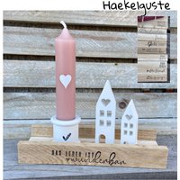 Geschenk Set Kerzenhalter Herzhäuser Kleines Mitbringsel Give Away Kerzenständer Glückwunsch Dankeschön Geburtstag Freundin Muttertag von Haekelguste